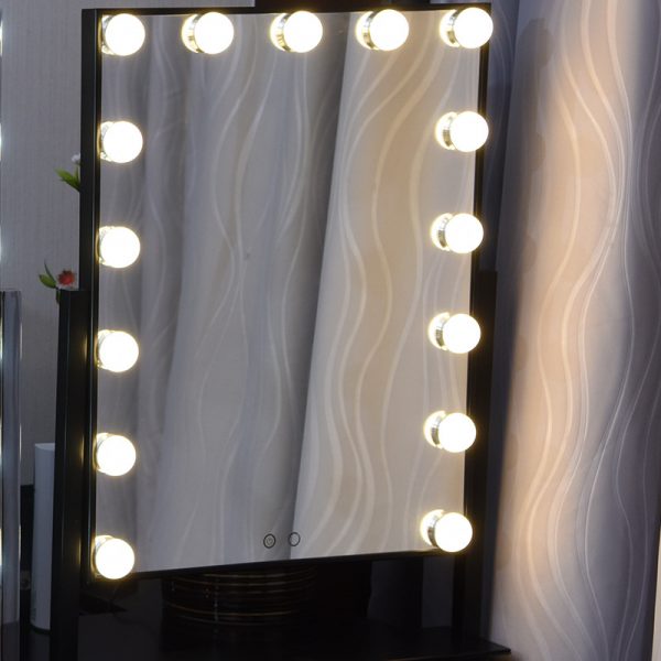 black bulbed mirror vanity for sale