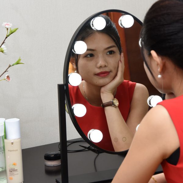 black makeup mirror with lights vanity table