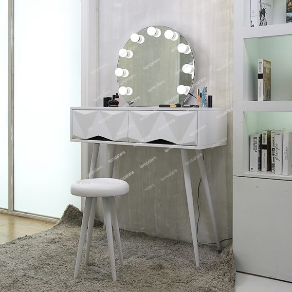 makeup vanity with lights and mirror
