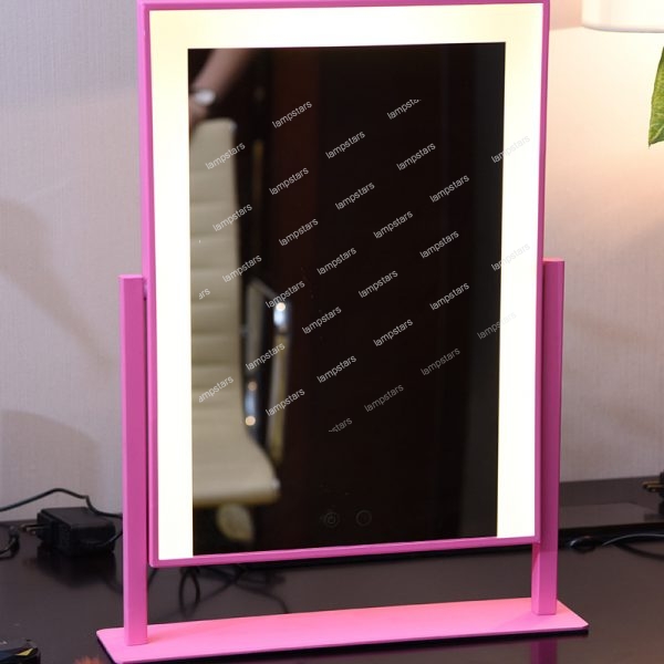 pink makeup mirror with lights