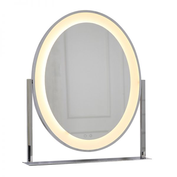 silver mirrors with lights around it for sale