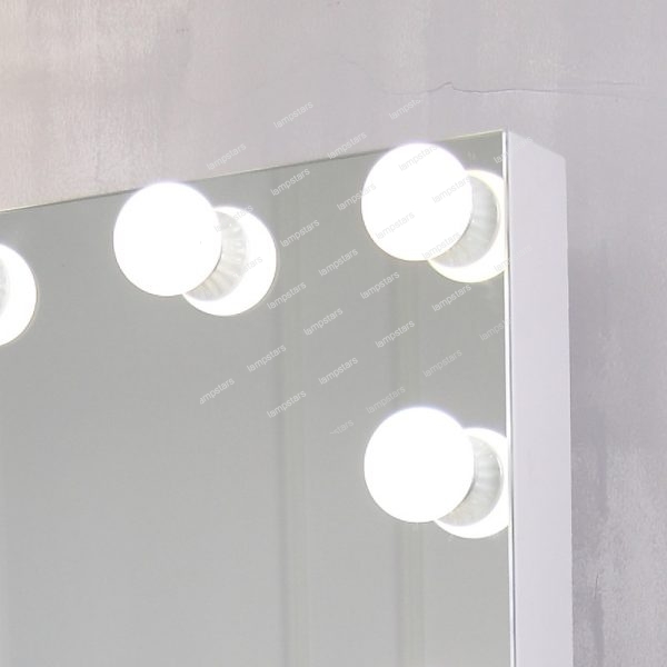white lighted vanity mirror